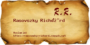 Rasovszky Richárd névjegykártya